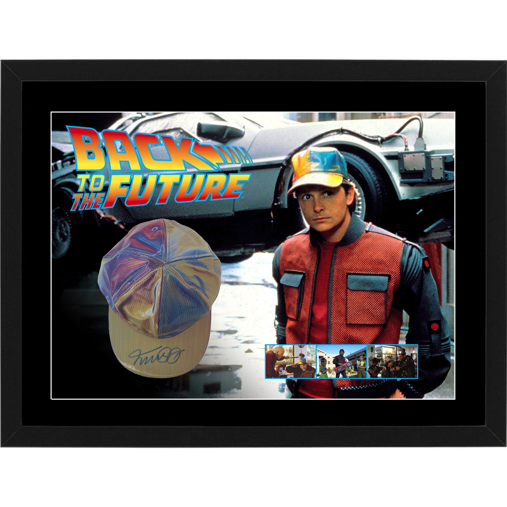 Michael J Fox Back To The Future Signed Framed Marty Mcfly Hat