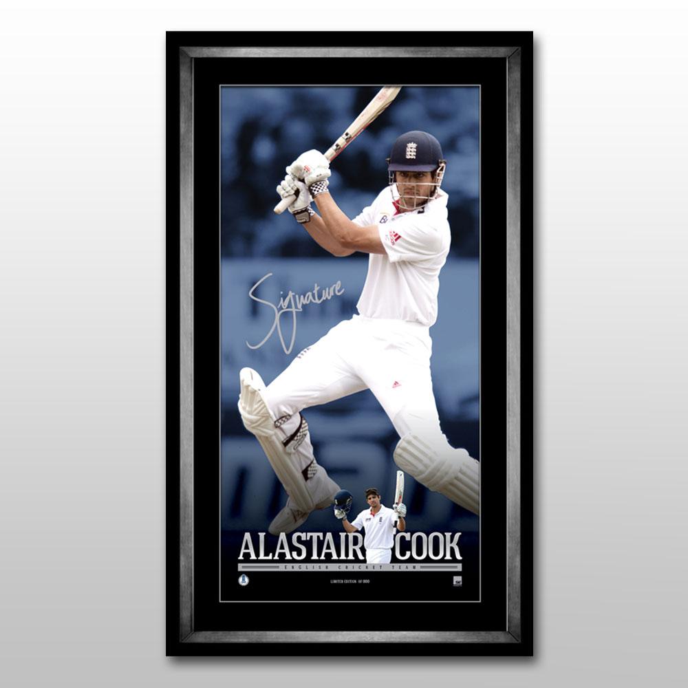 Alastair Cook Signed & Framed Limited Edition Vertiramic Print