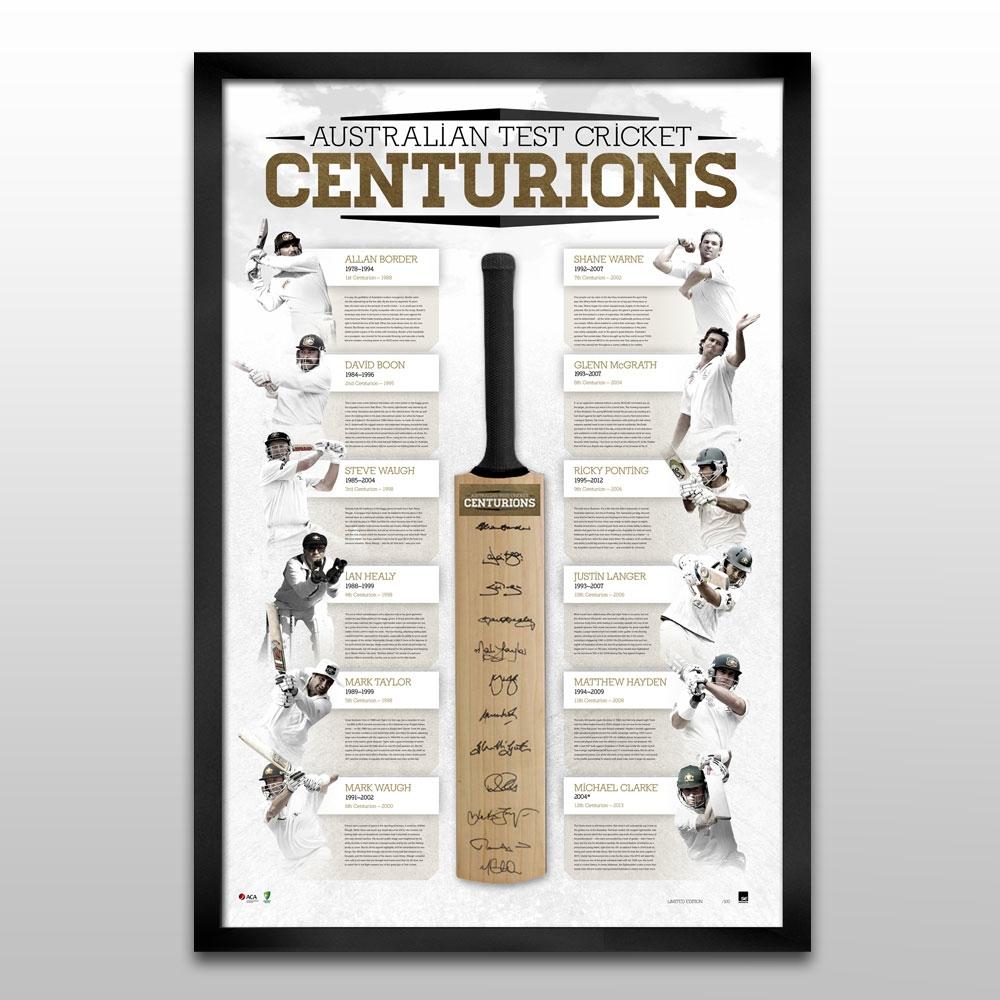 Cricket – The Centurions – Signed & Framed Deluxe Bat...
