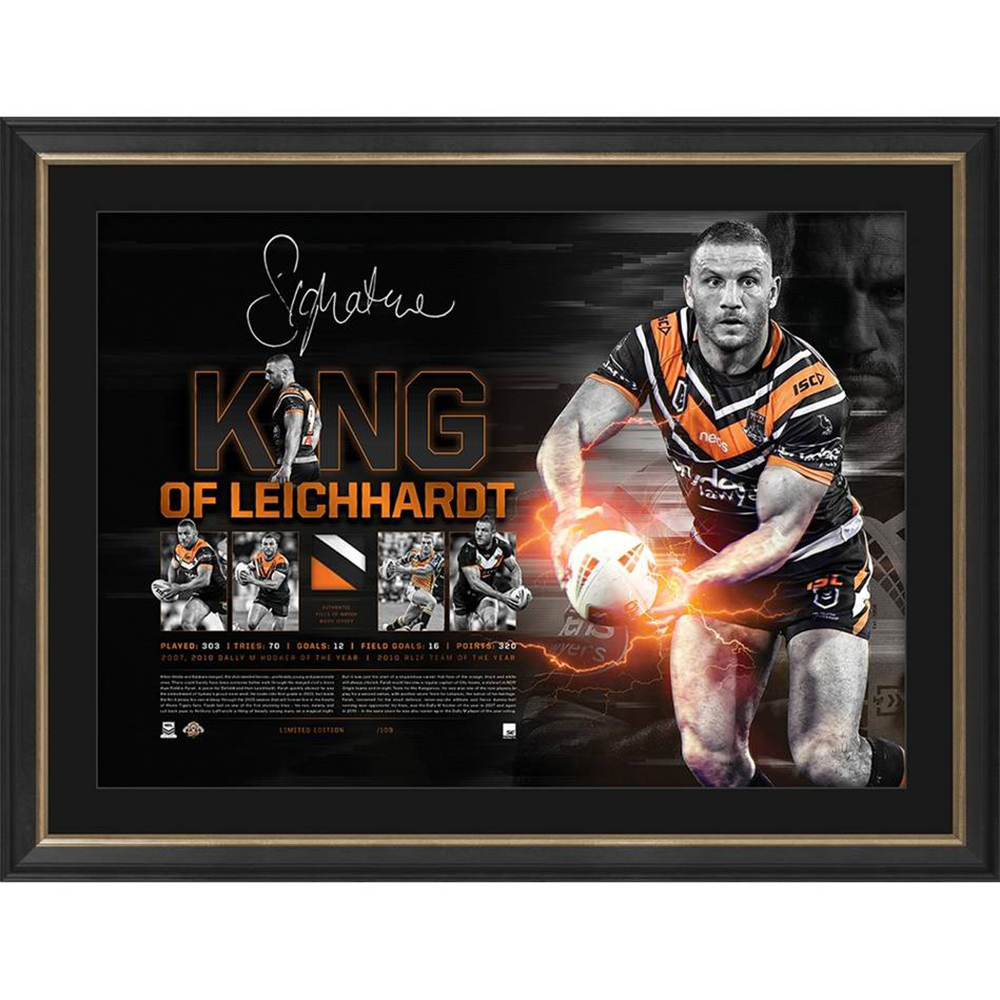 Wests Tigers – Robbie Farah Signed Framed ‘King of Leichha...