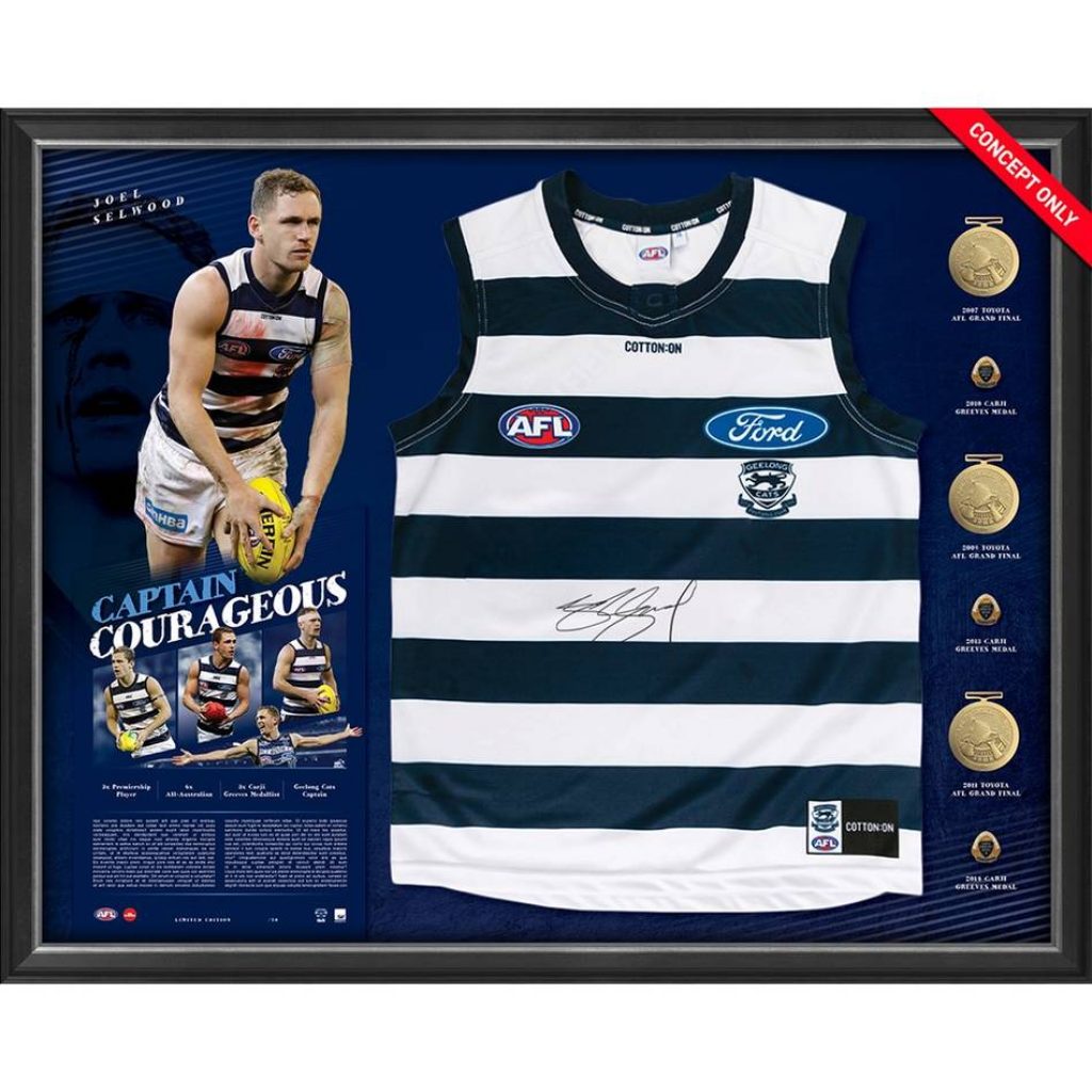 Geelong Cats Joel Selwood Signed & Framed 'Captain Courageous