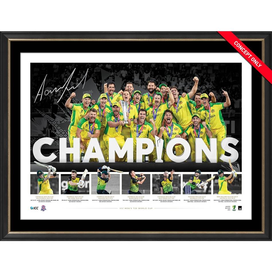 Cricket – Australia ICC T20 World Cup Champions Signed Framed Li...