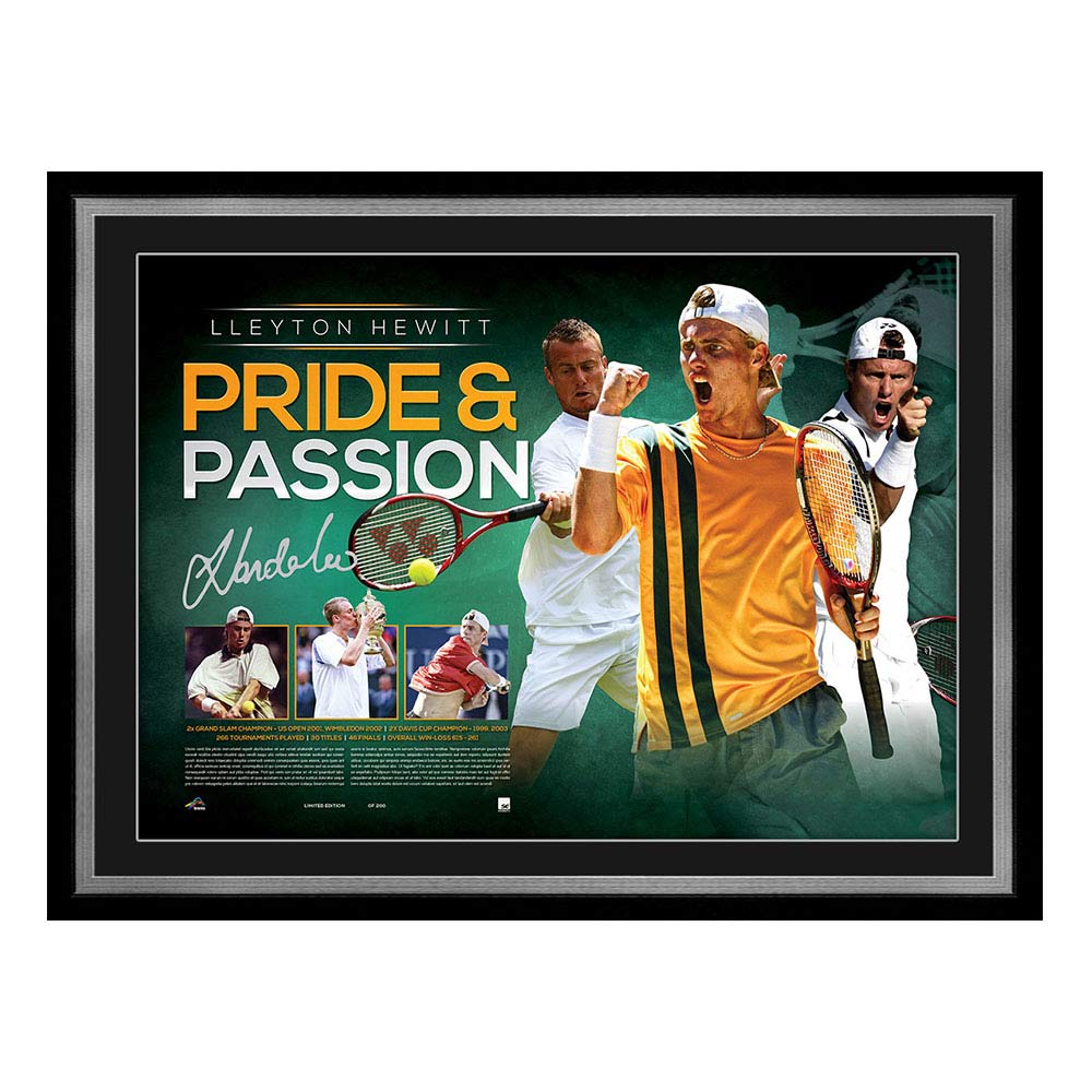Tennis – Lleyton Hewitt Pride and Passion Signed & Framed Li...