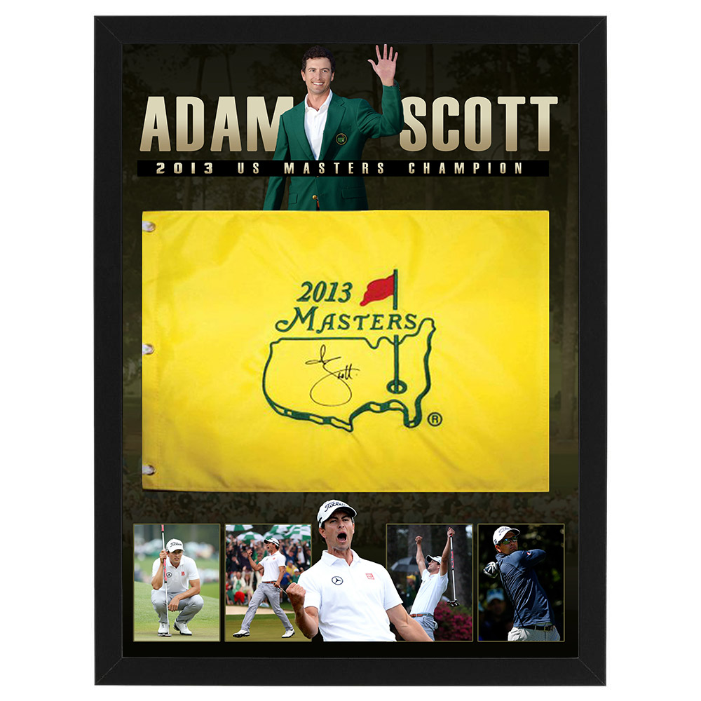 Golf – Adam Scott Signed and Framed US Masters Golf Flag