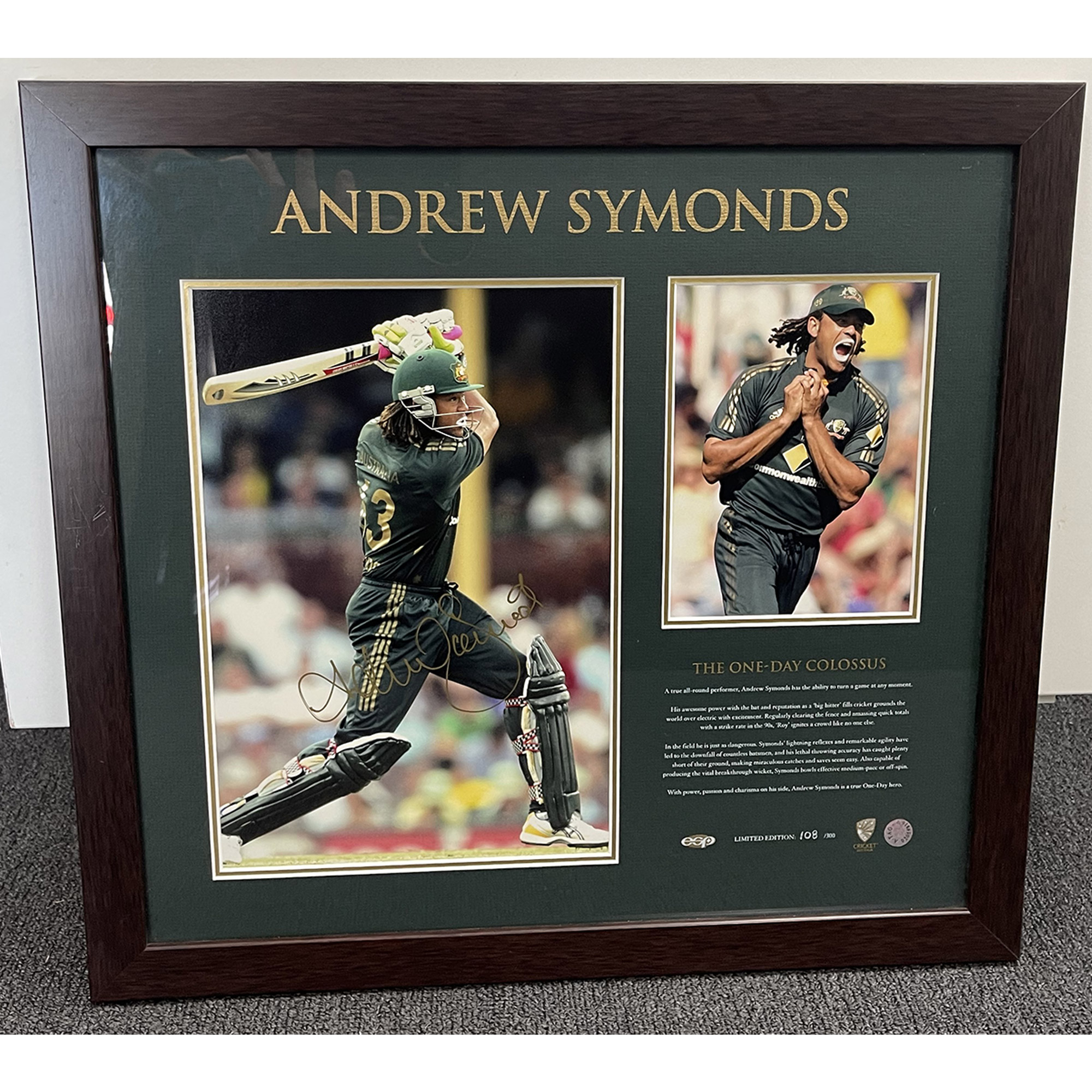 Cricket – Andrew Symonds – Signed and Framed Limited Editi...