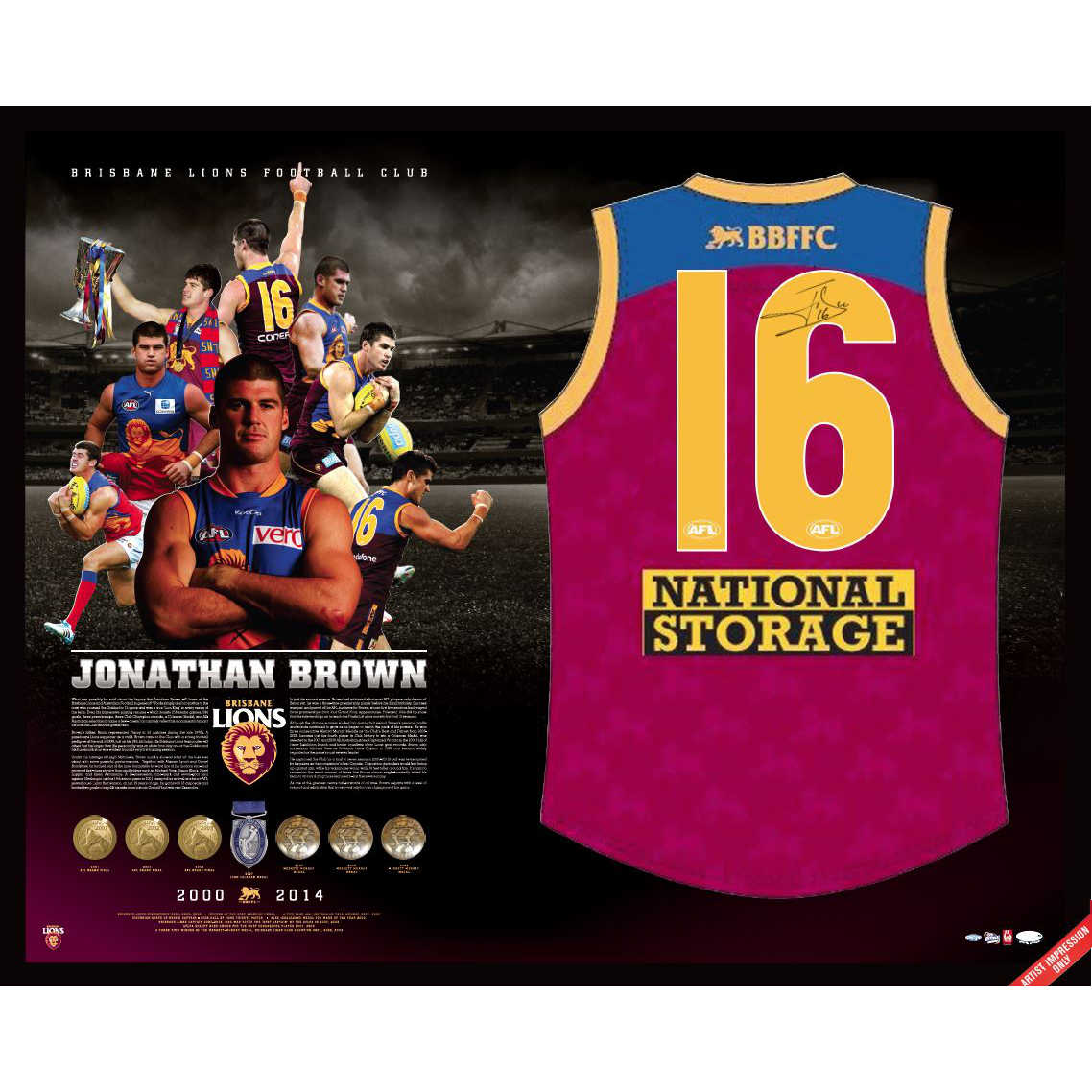 Brisbane Lions – Jonathan Brown Signed & Framed Limited Edi...