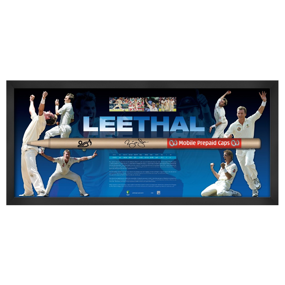 Brett Lee – Signed & Framed Limited Edition Leethal 300 Wick...
