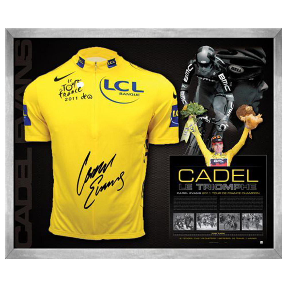 Cycling – Cadel Evans Hand Signed and Framed Yellow Champions To...