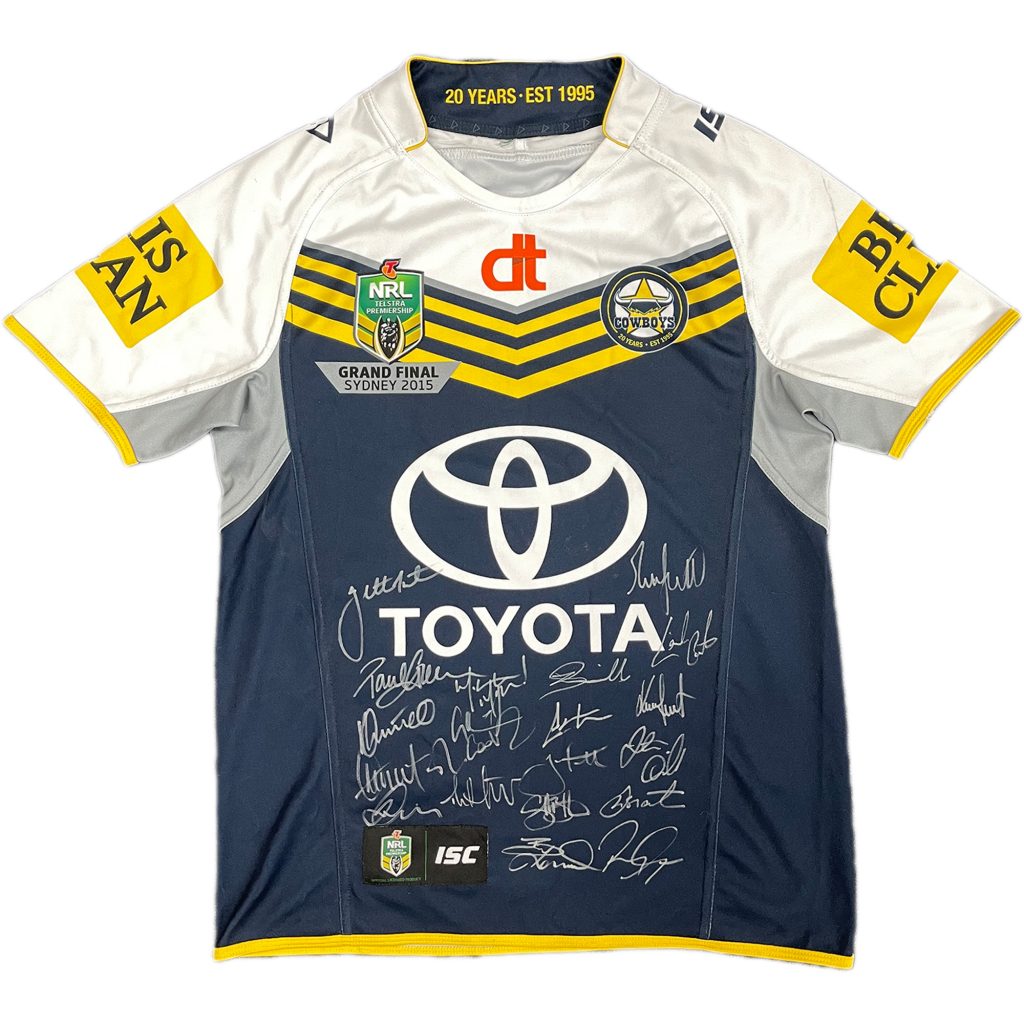 2015 NRL Premiers - North Queensland Cowboys - Premiership Team Signed &  Framed Limited Edition 'Crowning Cowboys' Jersey, Taylormade Memorabilia