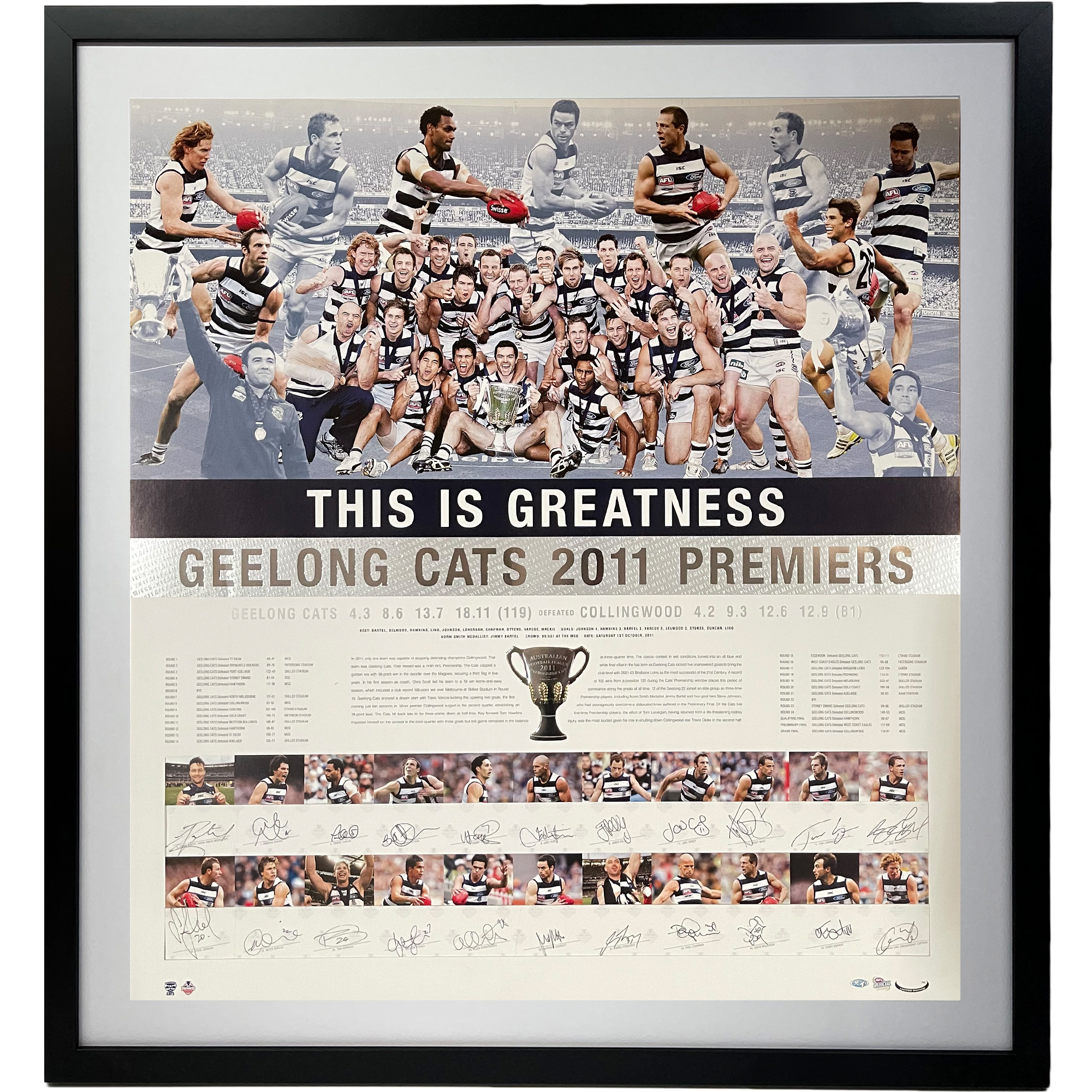 Geelong Cats – 2011 AFL Premiers Team Signed & Framed Premi...