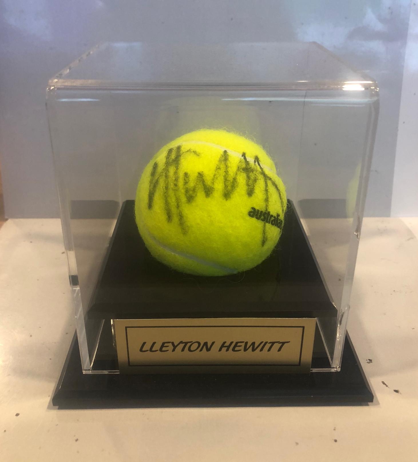 Tennis – Lleyton Hewitt Aussie Spirit Signed Tennis Ball in Case