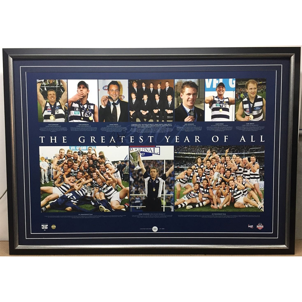 GEELONG CATS JIMMY BARTEL HAND SIGNED FRAMED LIMITED 300 GAMES PRINT DANGERFIELD