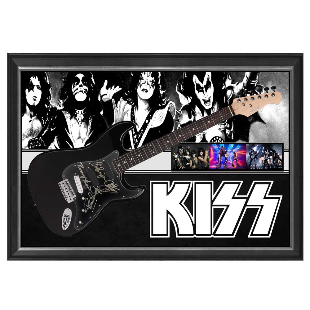 Music KISS Hand Signed & Framed Full size Stratocaster Guitar with
