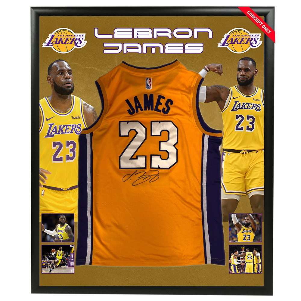 Basketball - NBA- Lebron James Signed & Framed LA Lakers Jersey ...