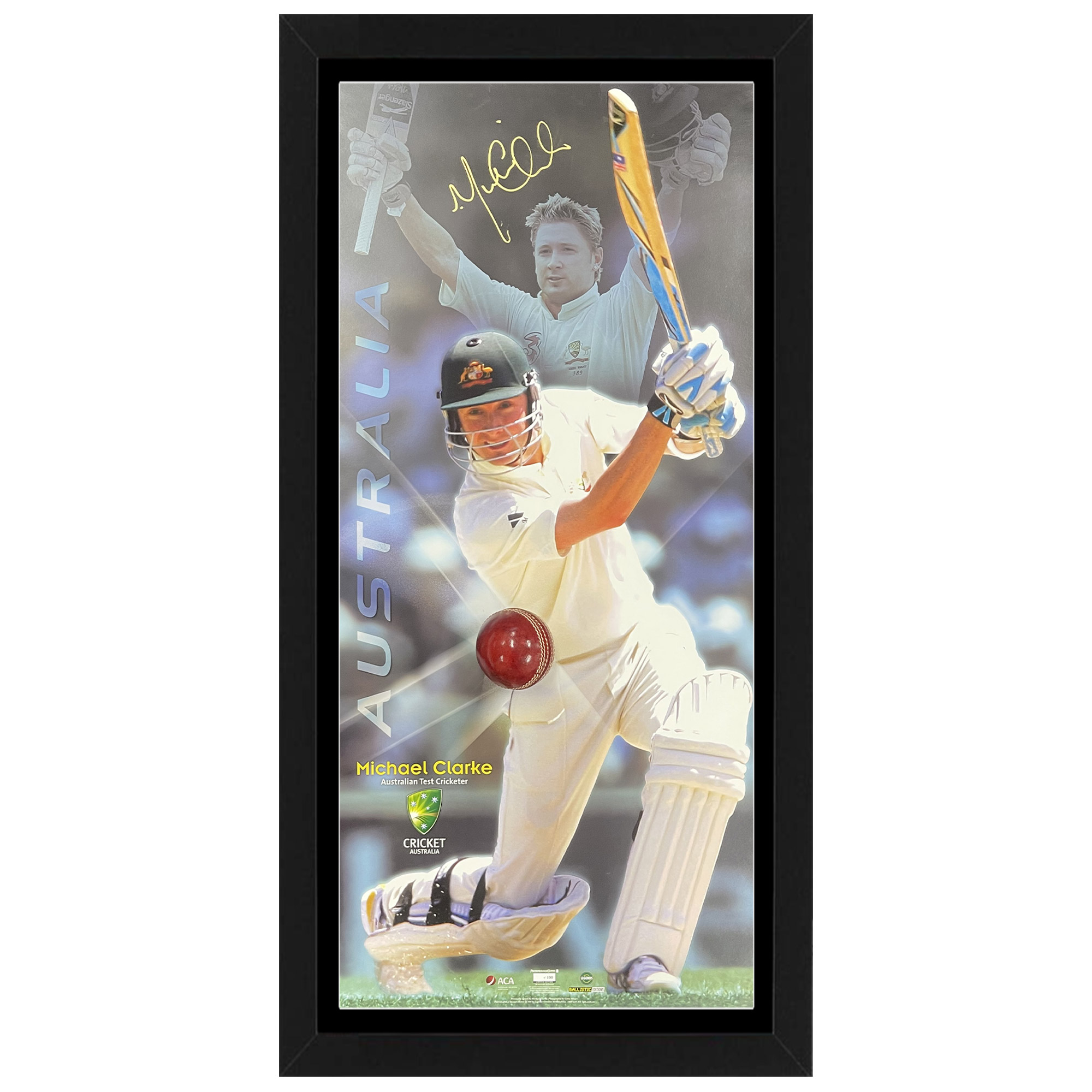 Cricket – Michael Clarke Signed & Framed Ballistic Lithograph