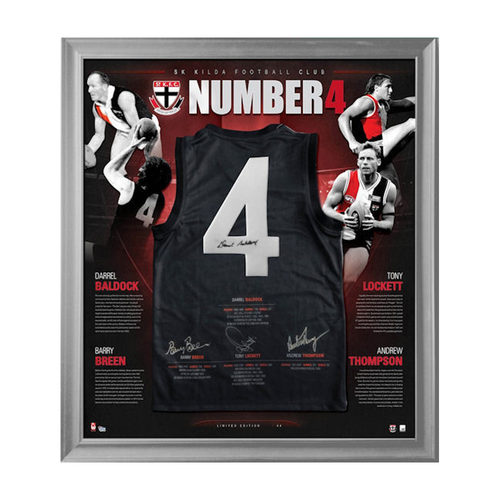 St Kilda Saints Famous Number 4 Signed Jersey Taylormade 