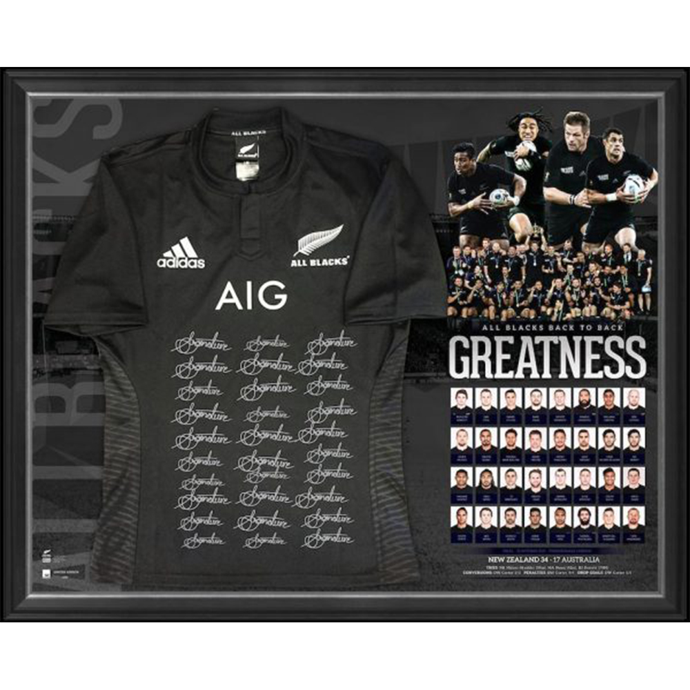 Rugby World Cup 2015 – All Blacks Team Signed & Framed Jerse...