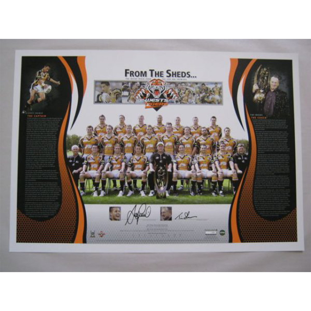 Wests Tigers – Scott Prince & Tim Sheens Dual Signed & F...