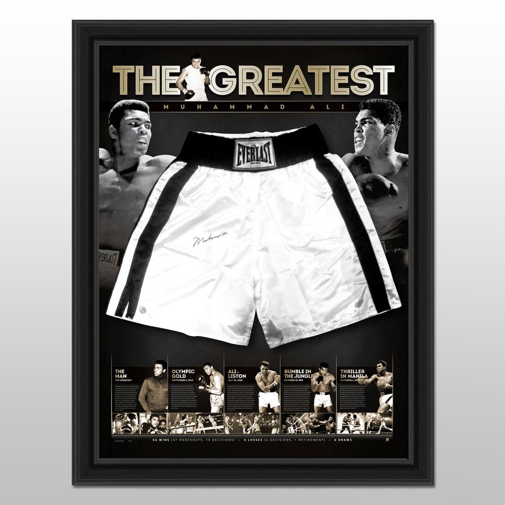 Boxing – Muhammad Ali – Signed and Framed Trunks