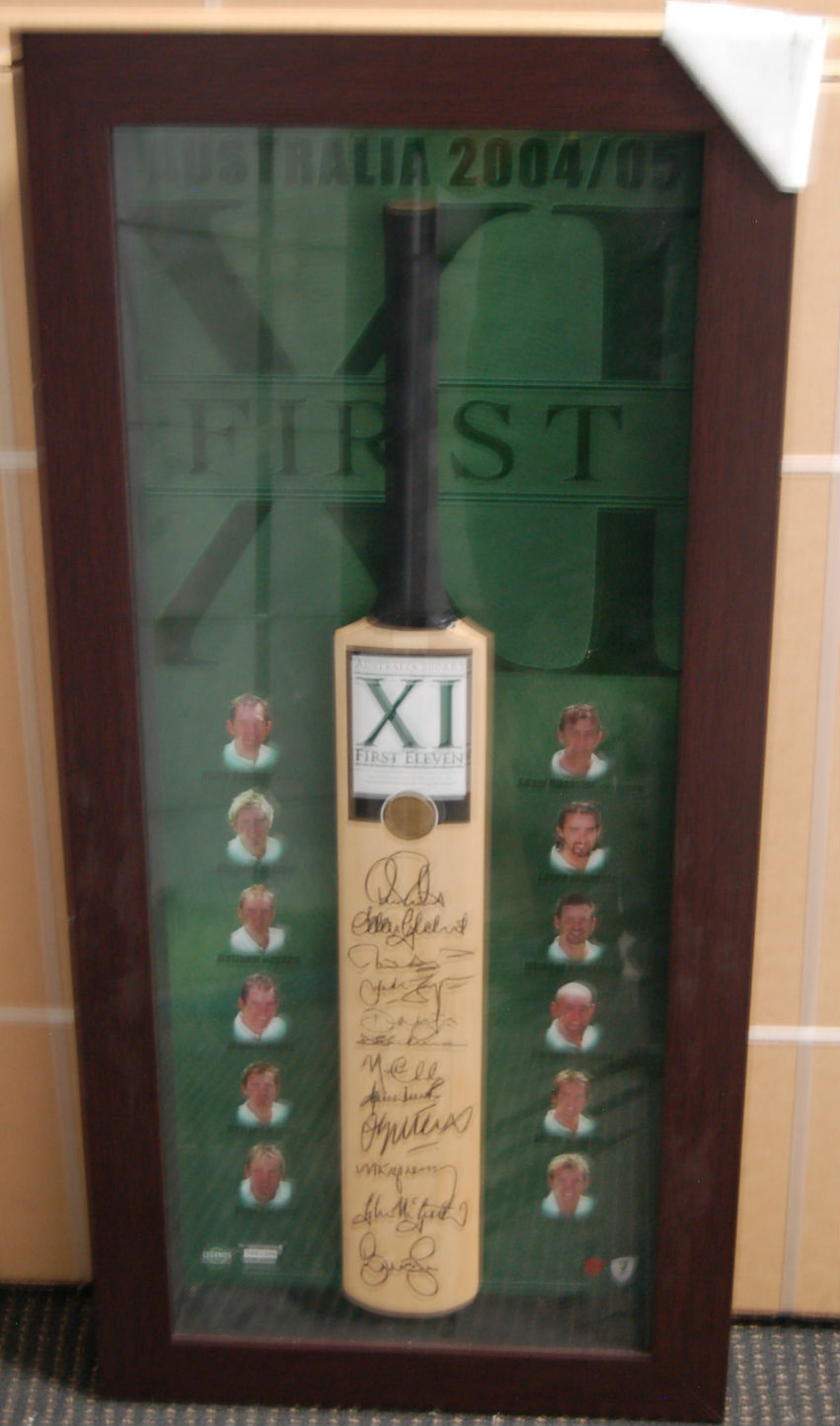 Cricket – Australia First XI 2004/05 Signed & Framed Bat