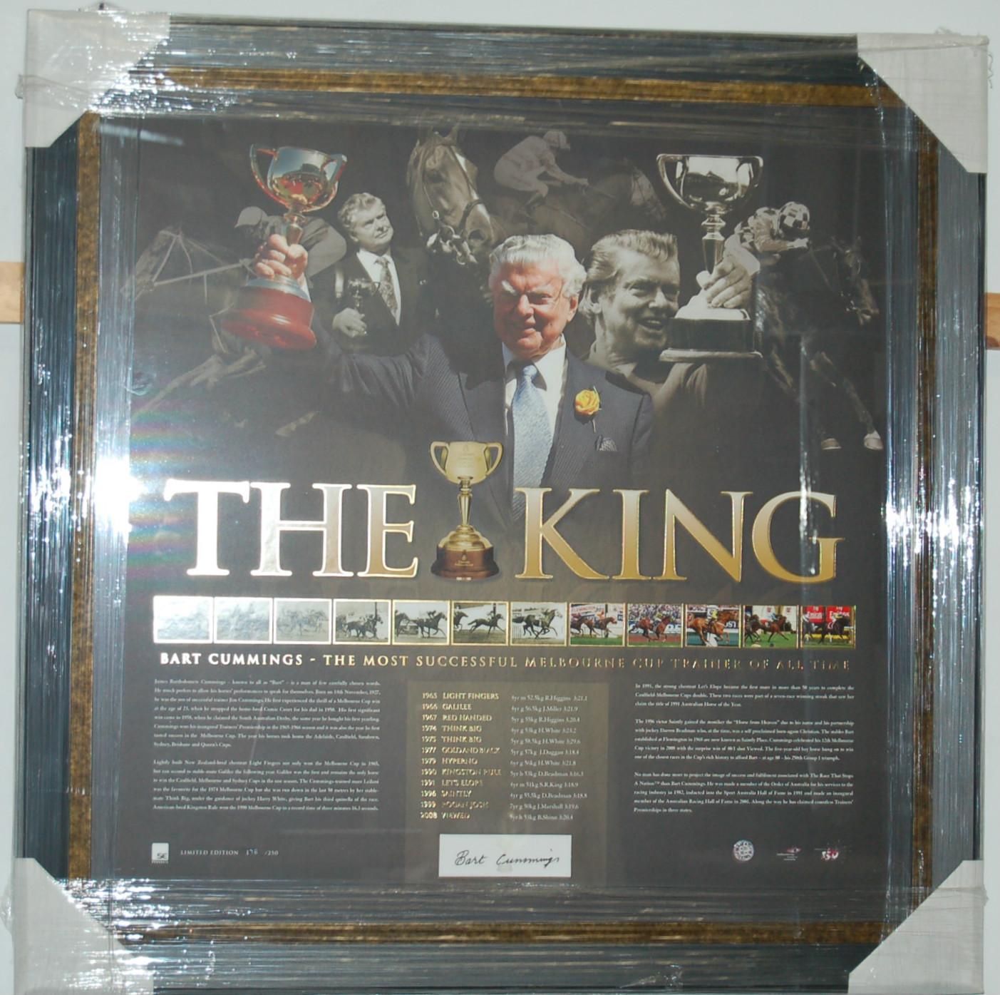 Horse Racing – Bart Cummings Signed “The King” Litho...