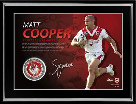 St George Illawarra Dragons – Matt Cooper Signed & Framed M...