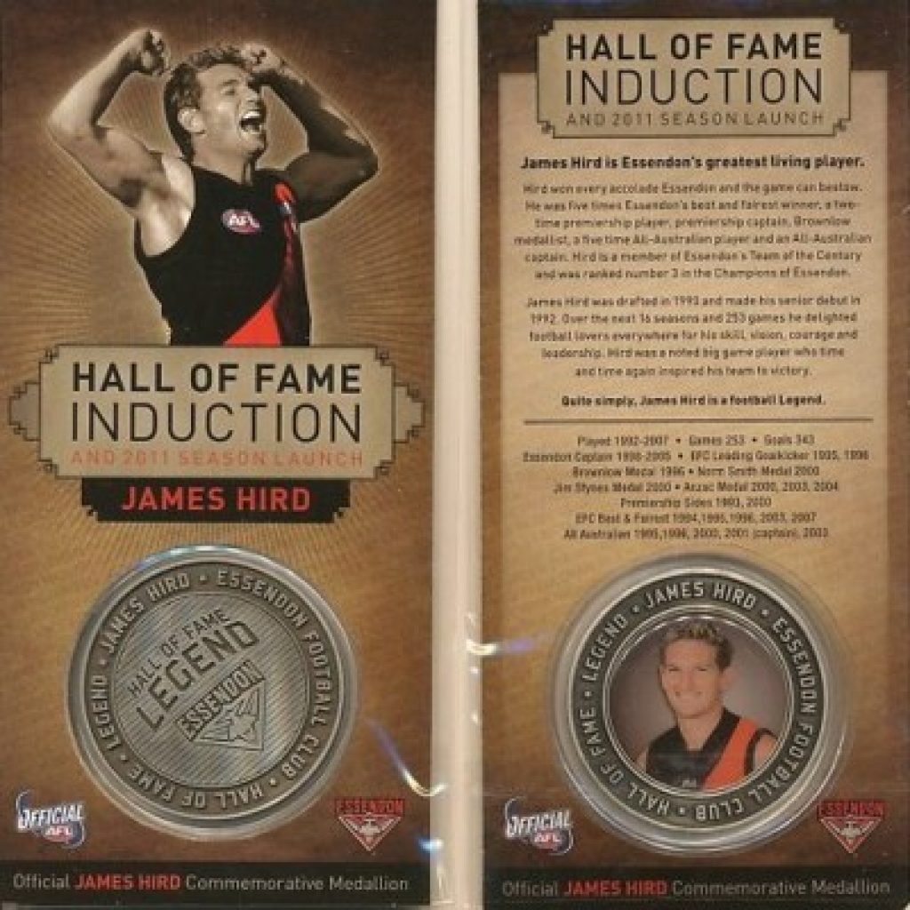 Essendon Bombers - Hall Of Fame Medallion - James Hird | Taylormade ...