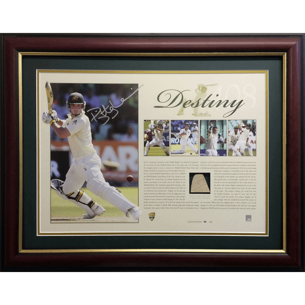 Cricket – Phillip Hughes Hand Signed Framed “Destiny”...