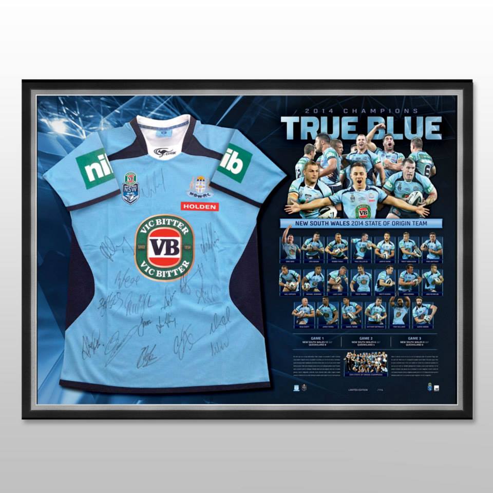 NEW SOUTH WALES 2014 STATE OF ORIGIN CHAMPIONS SUCCESS NRL SPORTSPRINT FRAMED