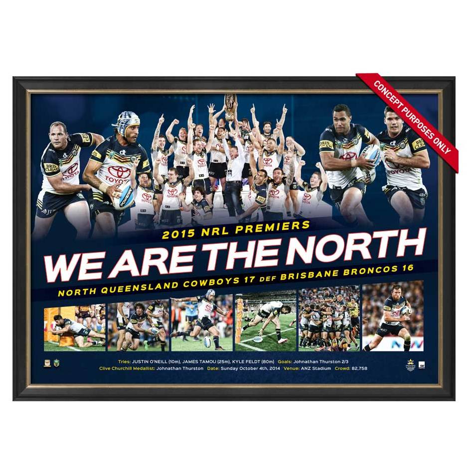 New 2015 North Queensland Cowboys NRL Premiers Squad Print Framed 