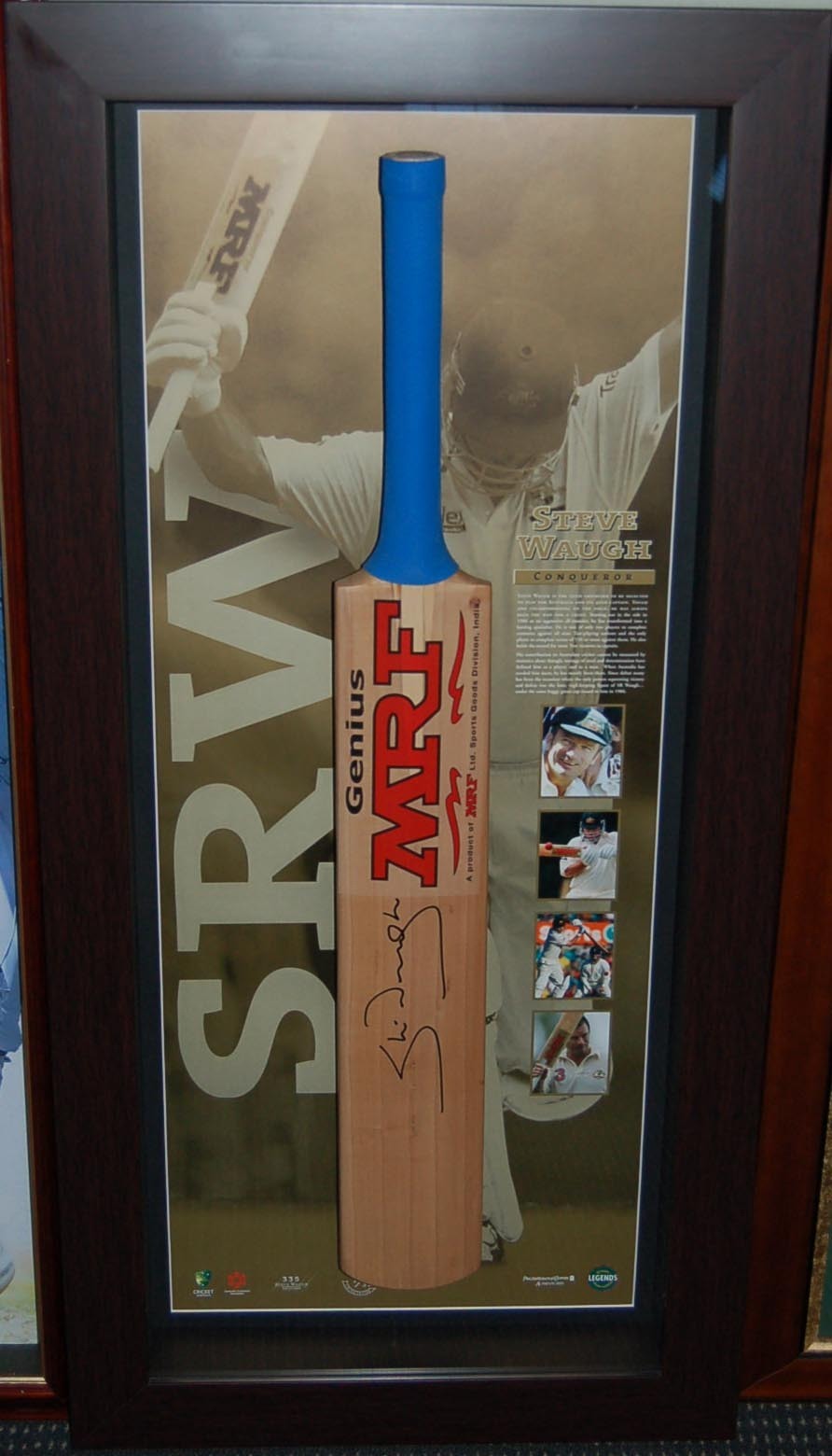 Steve Waugh Signed Limited Edition 'Conqueror' MRF Cricket Bat