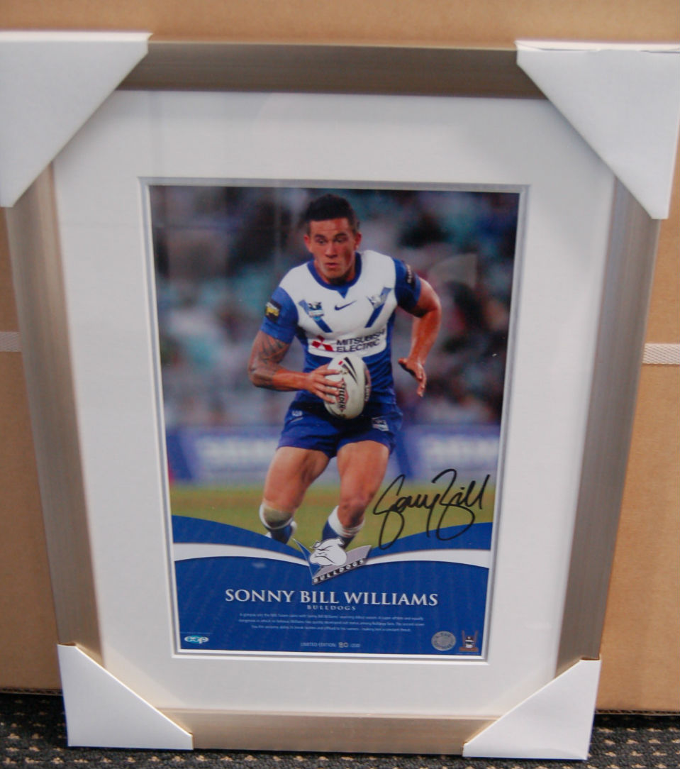 Canterbury Bankstown Bulldogs Sonny Bill Williams Signed Framed Print Taylormade Memorabilia Sports Memorabilia Australia