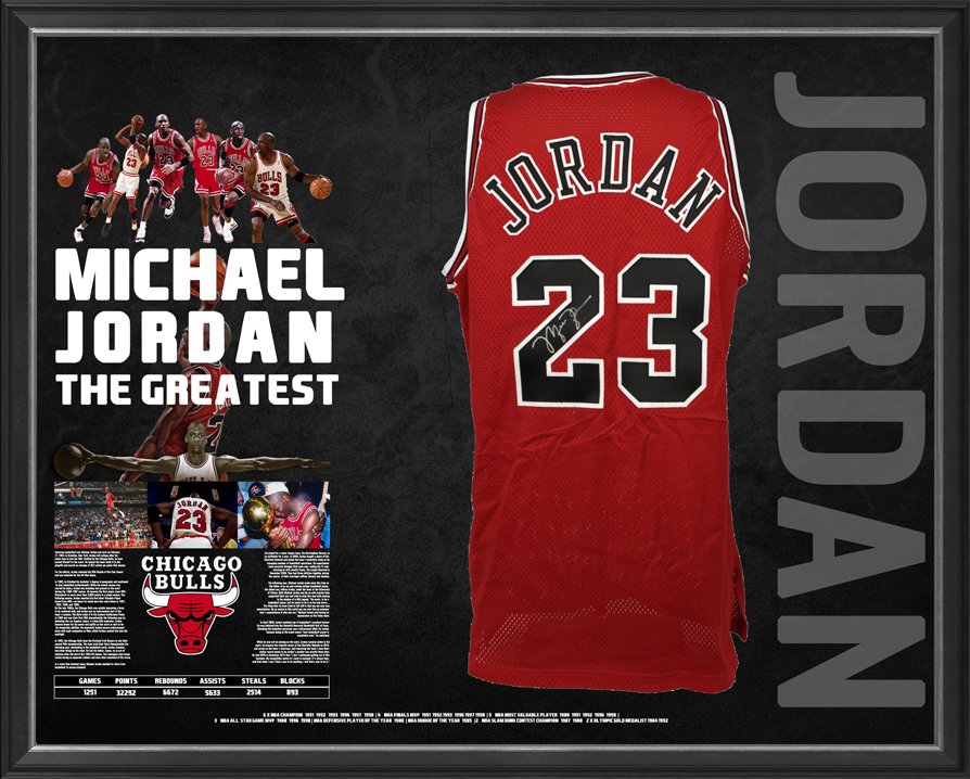 Basketball - Michael Jordan Deluxe Signed and Framed Jersey ...