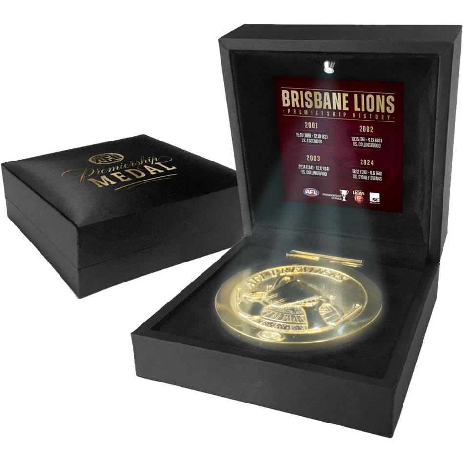 Brisbane Lions – AFL Replica Premiership Medal in Custom Display...