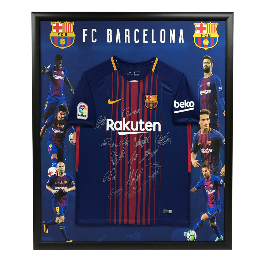 Soccer – FC Barcelona Signed & Framed 2017/18 Jersey