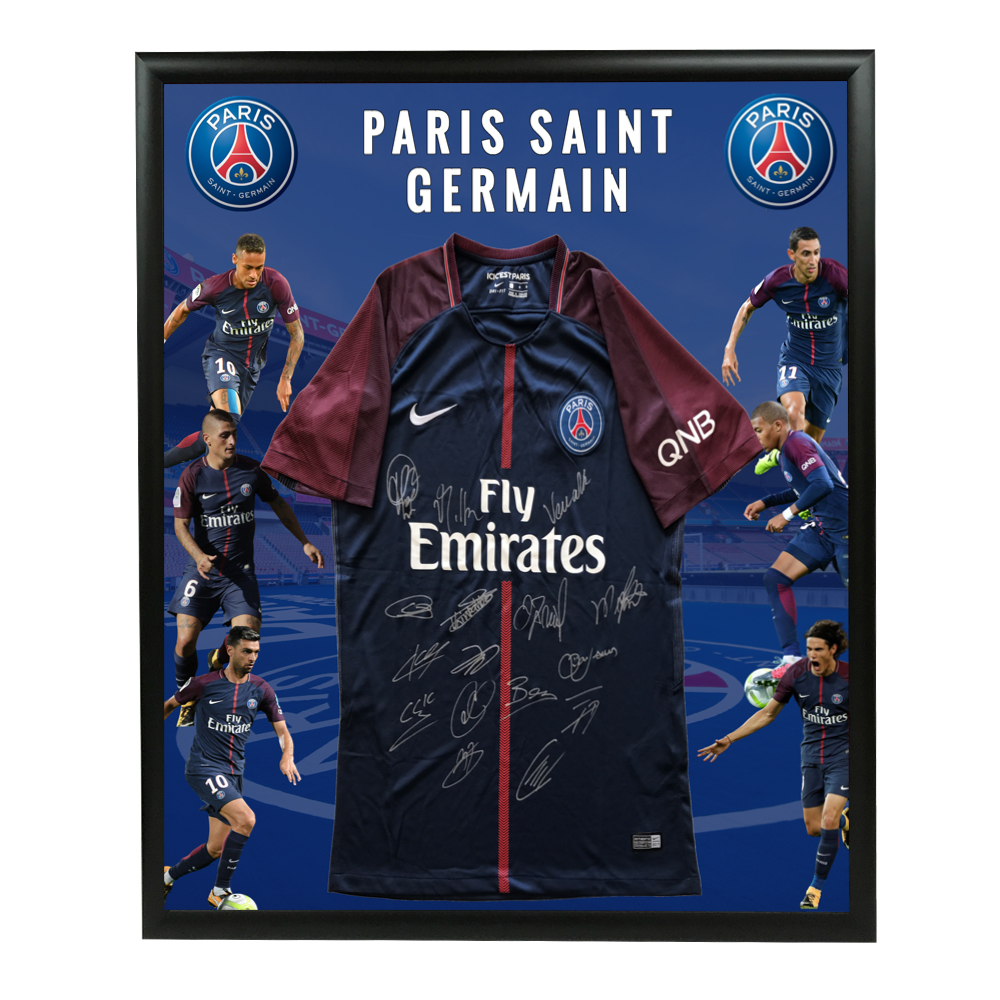 Soccer  Paris SaintGermain Signed & Framed 2017/18 Jersey