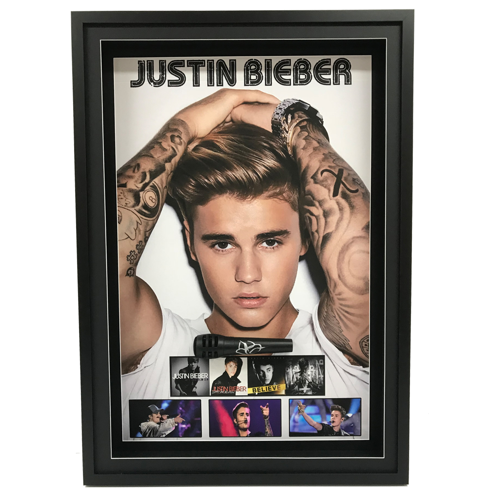 Justin Bieber Signed & Framed Microphone Deluxe Display