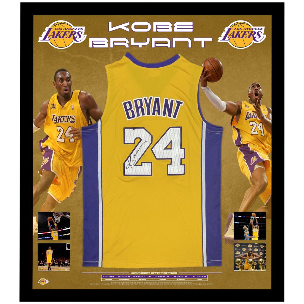 Kobe Bryant Hand Signed Panini Nike Authentic Gold Lakers Jersey, Taylormade Memorabilia