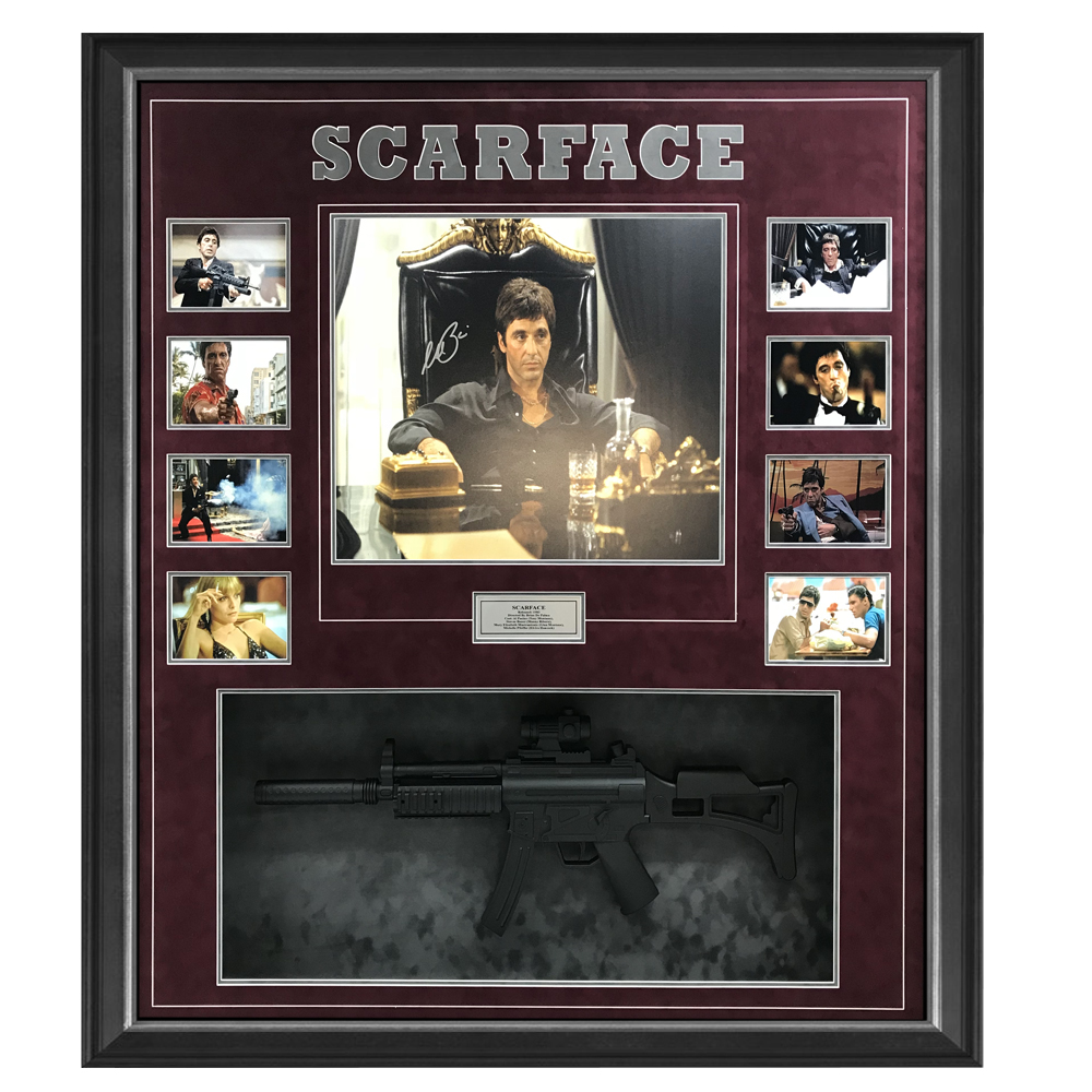 Scarface Signed and Framed Photograph with Replica Machine Gun