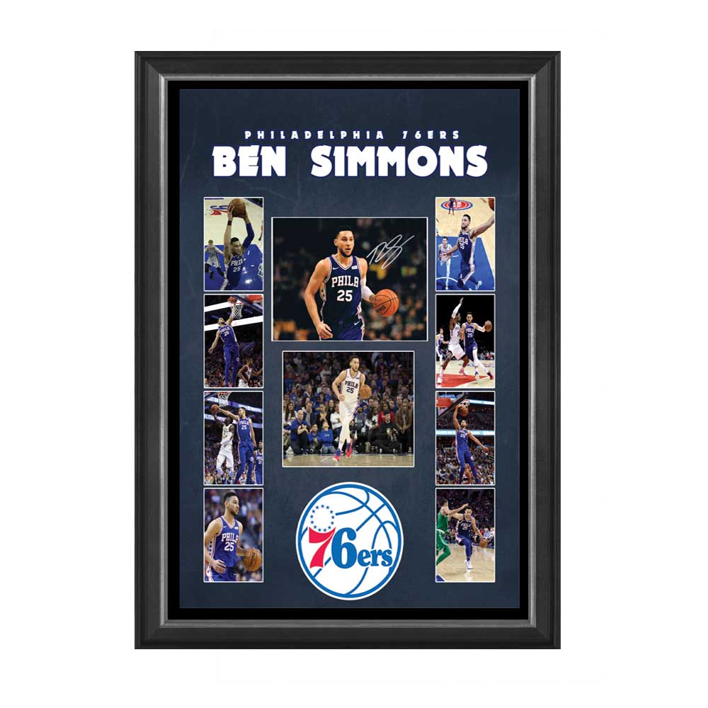 Basketball – Ben Simmons Signed & Framed Philadelphia 76ers 6&#...
