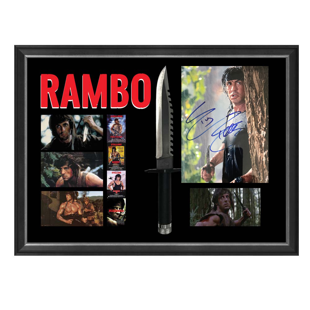 Rambo –  Sylvester Stallone Signed and Framed Photograph with Knife