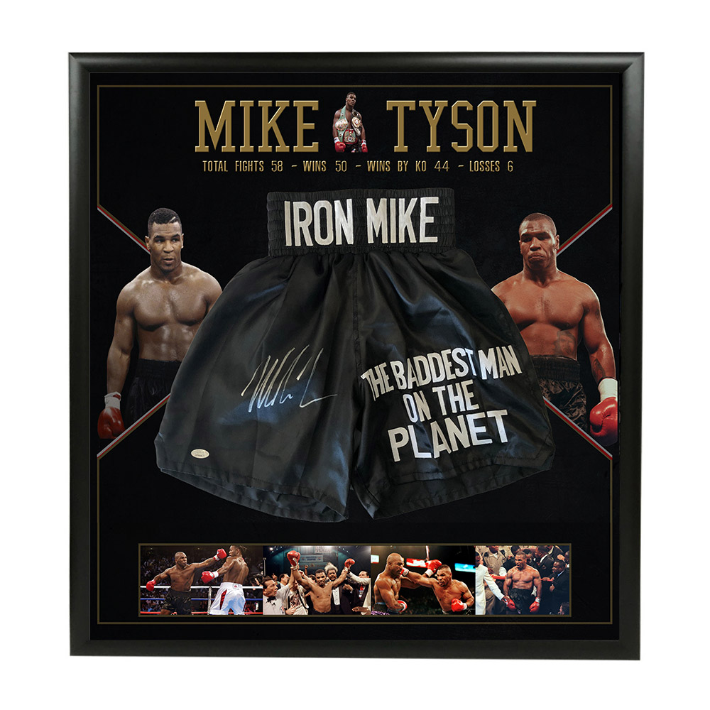 Boxing – Mike Tyson Signed & Framed Trunks