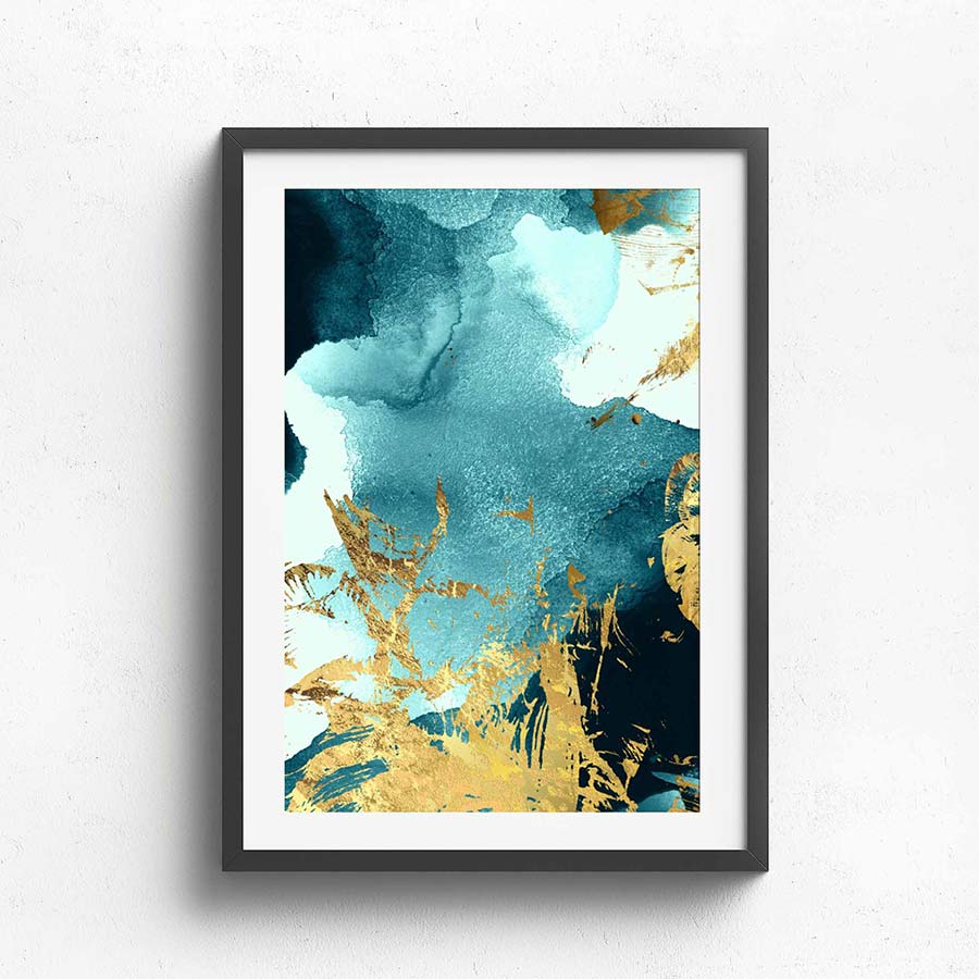 Wall Art Collection – Blue Gold Abstract