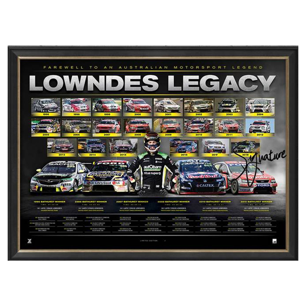 V8 Supercars – Craig Lowndes Signed and Framed Lowndes Legacy Li...