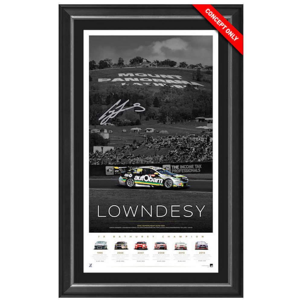 V8 Supercars – Craig Lowndes Signed and Framed Lowndesy Lithogra...