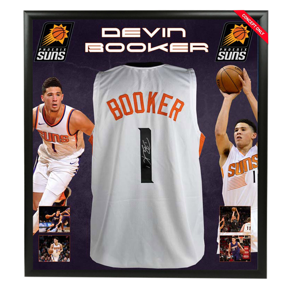 Basketball – Devin Booker Signed & Framed Phoenix Suns Jers...