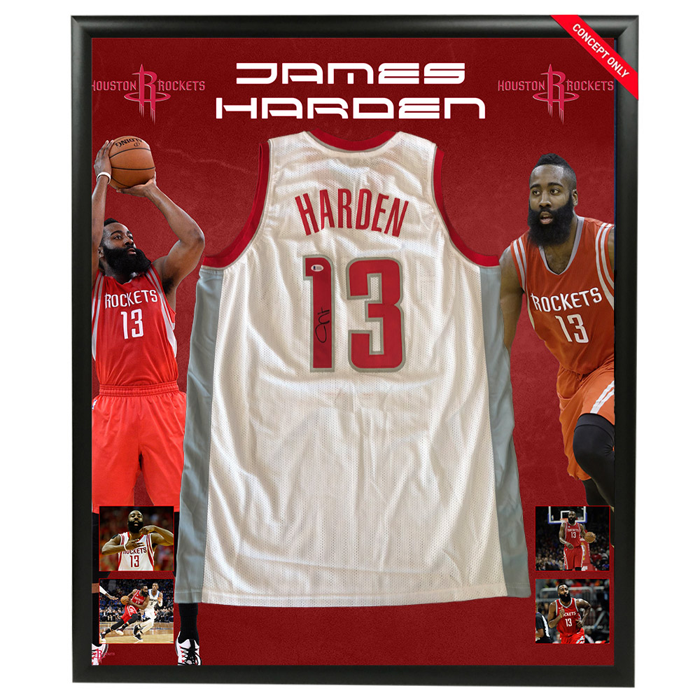Basketball – James Harden Signed & Framed Houston Rockets J...