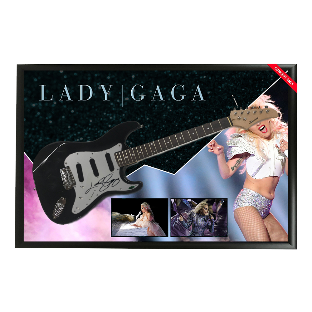 Music – Lady Gaga Hand Signed & Framed Full size Stratocaster G...