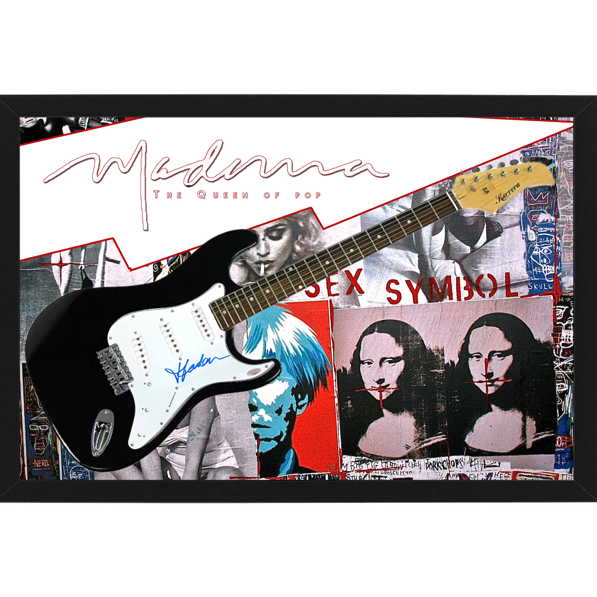 Music – Madonna Hand Signed & Framed Full size Guitar with Cust...