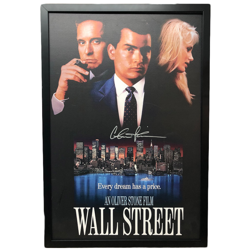 Charlie Sheen Signed and Framed Wall Street Print